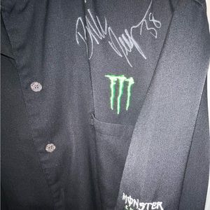 Men’s signed Monster button up short sleeve shirt XXL